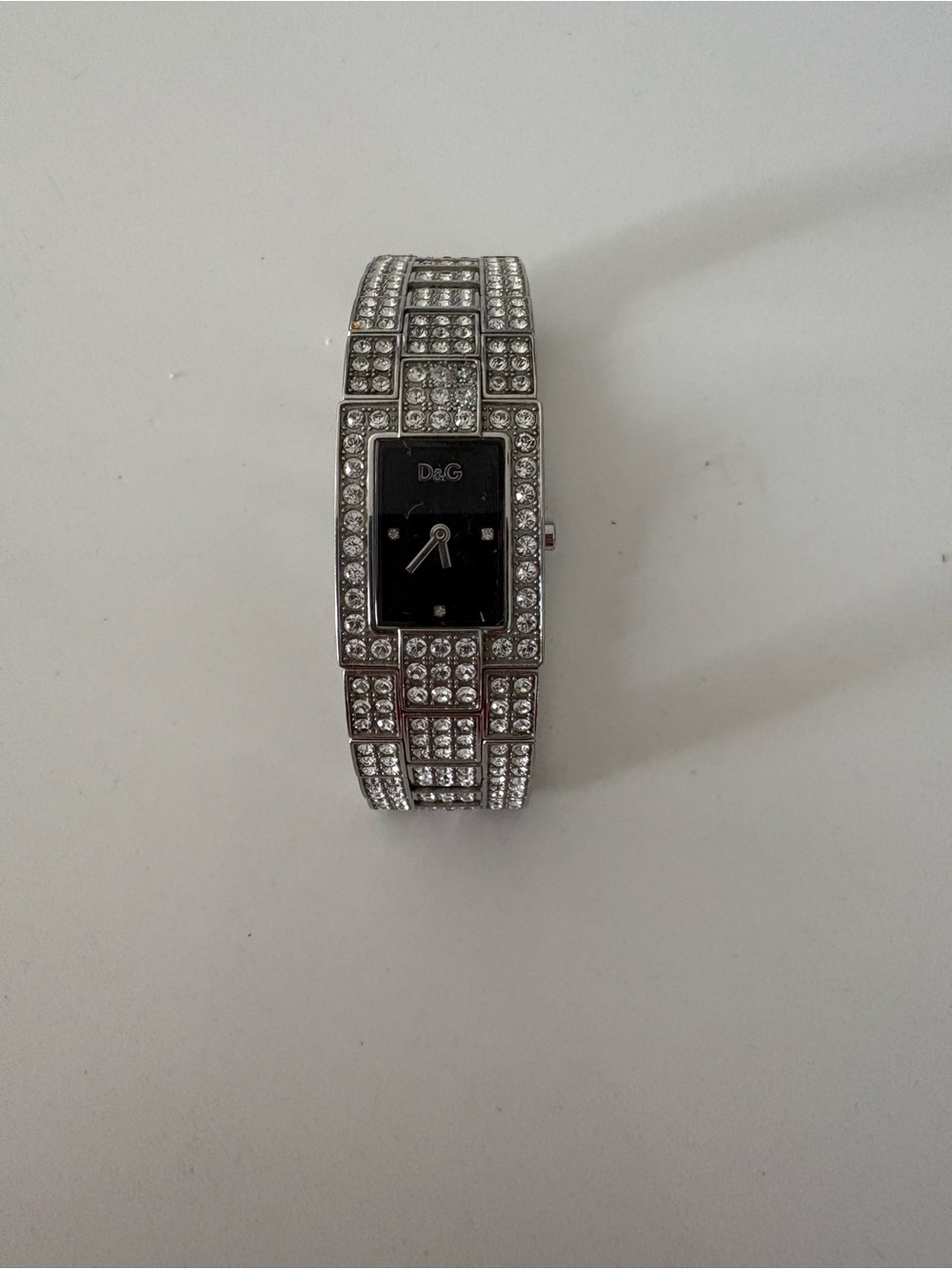 EXCELLENT D&G Dolce & Gabbana C'est Chic Crystal Watch - Y2K Silver - RUNS WELL